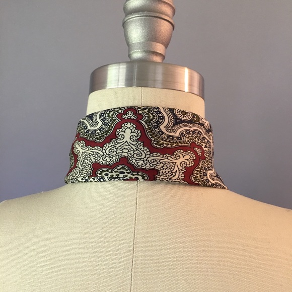 Vintage Battaglia Silk Scarf, Pocket Square, Burgundy & Navy, Hand Rolled Hem - Picture 9 of 11